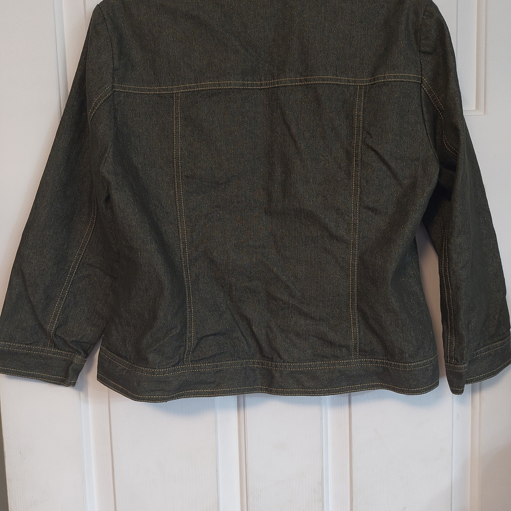 Ruby Rd. Studded Dark Green Jean Jacket Women's 12 - image 4